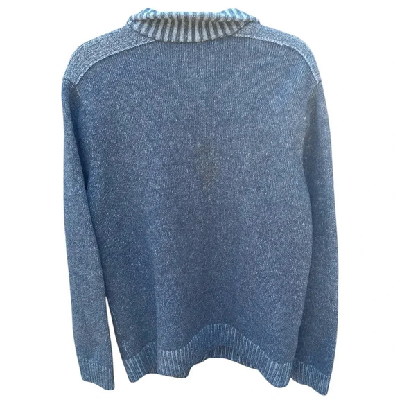 Men's Wool Sweater Pronto Uomo Full Zip Long Sleeve Pockets 100% Wool Blue Large - Picture 3 of 8